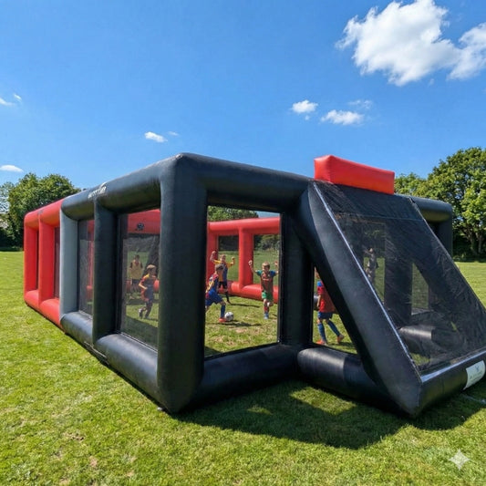 Terrain gonflable multisports Happy Terrain 12×6 m pour football basketball et volleyball en location en Eure-et-Loir (28)