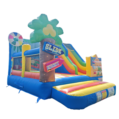 Château gonflable Happy Funny thème été/plage avec toboggan – animation enfants 28