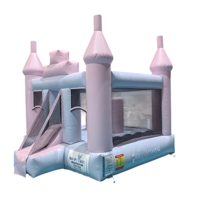 Château gonflable pastel bleu et rose Happy Pastel – anniversaire enfant en Eure-et-Loir