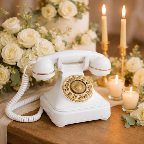 Livre d'or audio téléphone rétro blanc à louer à Chartres (28)