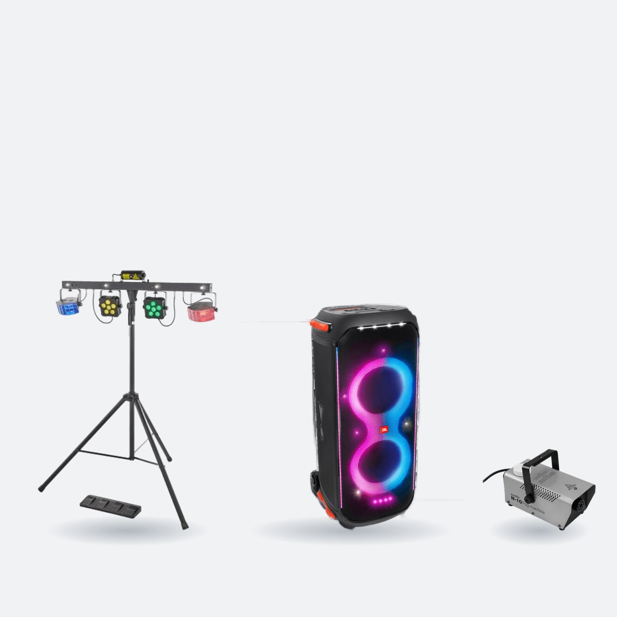 Pack soirée dansante : enceinte JBL PartyBox 710, barre LED et machine à fumée en location à Chartres (28)