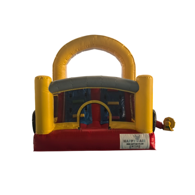 Détail du château gonflable Happy Car en forme de voiture (roues) – animation enfants 28