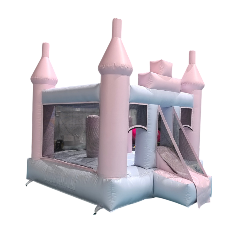 Structure gonflable style château pastel Happy Pastel avec filets de sécurité – location 28